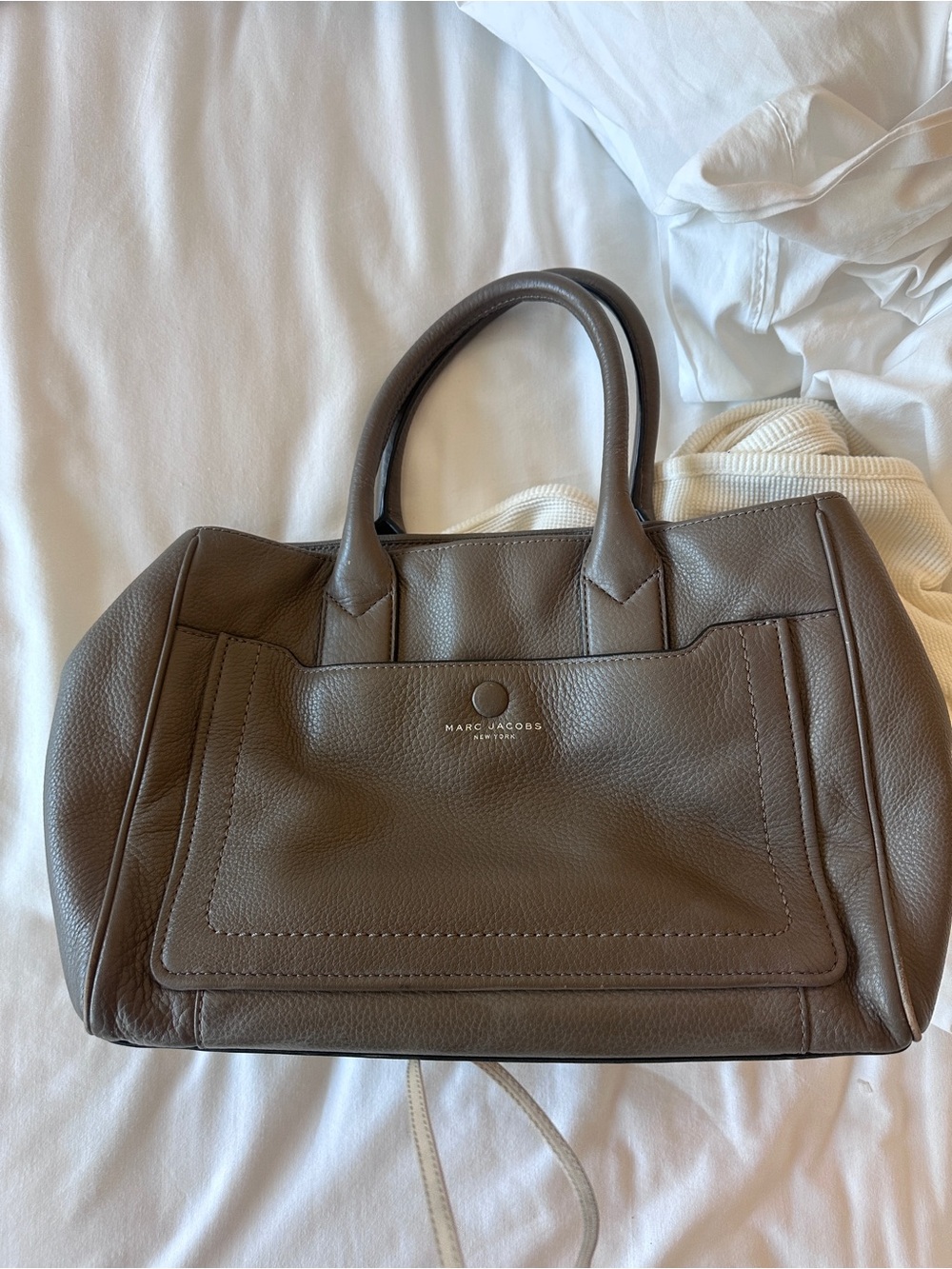 Marc Jacobs Taupe Leather Satchel Tote Bag